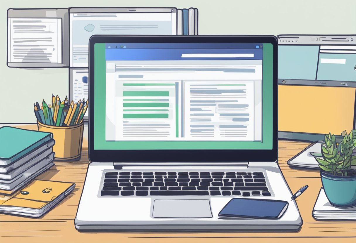 A laptop with a browser open to a website comparing different web hosting providers, with a notepad and pen nearby for taking notes