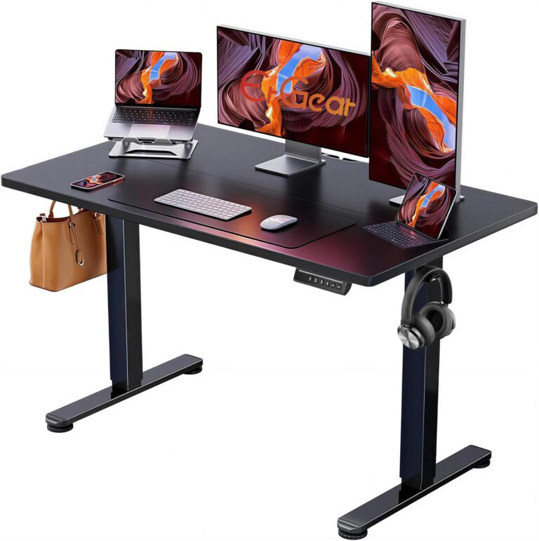 ErGear Height Adjustable Electric Standing Desk, 48 x 24 Inches Sit Stand up Desk, Memory Computer Home Office Desk, Black Black 47.2 X 23.6 Inches
