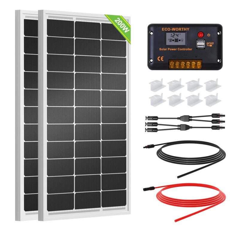 ECO-WORTHY 200 Watts 12 Volt/24 Volt Solar Panel Kit with High Efficiency Monocrystalline Solar Panel and 30A PWM Charge Controller for RV, Camper, Vehicle, Caravan and Other Off Grid Applications 200W - KIT