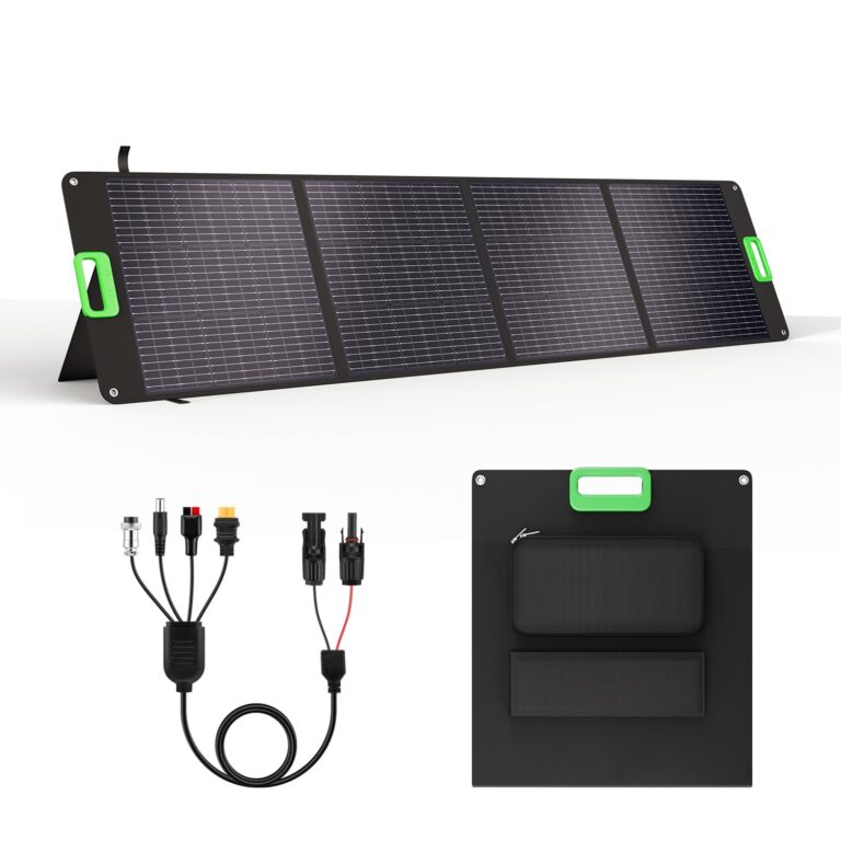 200W Portable Solar Panel for Power Station, Foldable Solar Charger w/ 4 Kickstands, IP65 Waterproof Solar Panel Kit w/DC XT60 Anderson Aviation Output for Outdoor RV Camper Blackout Green