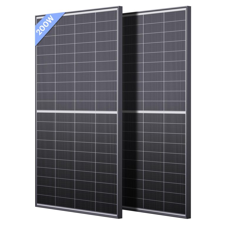 N-Type 16BB 400W Bifacial Solar Panel, 2Pcs 200 Watt Solar Panel 12V, 25% High Efficiency, Dual-module Parallel Anti-Shade Design, for RV Van Marine Home Rooftop Off-Grid Systems (2 Pack 200W) 200W 2-Pack Black
