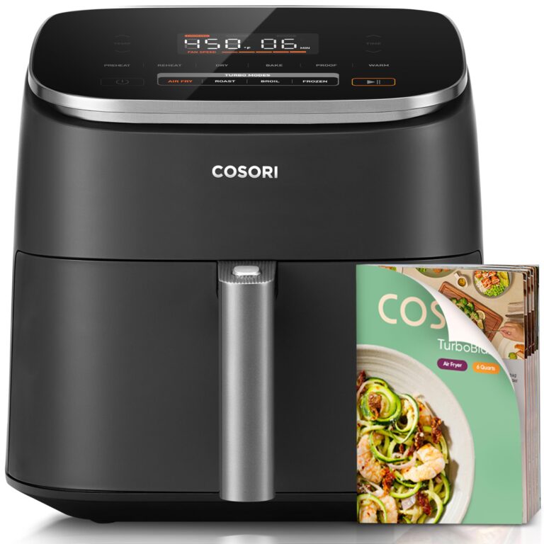 Cosori 9-in-1 TurboBlaze Air Fryer 6 Qt, PFAS-Free Ceramic Coating, 90°–450°F, Precise Heating for Even Results, Air Fry, Roast, Bake, Broil, Dry, Frozen, Proof, Reheat, Keep Warm, 120V, Dark Gray Dark Gray 6QT