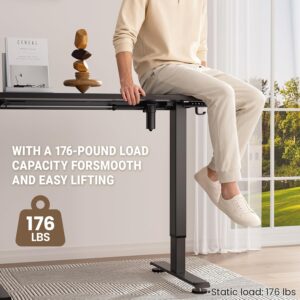 Veken 47.2" Standing Desk, Adjustable Height Office Desk with Wood Desktop, Computer Table for Home Work, Study and Gaming, Small Spaces, Modern Furniture, Black 47.2×23.6 Inch Cyber Black