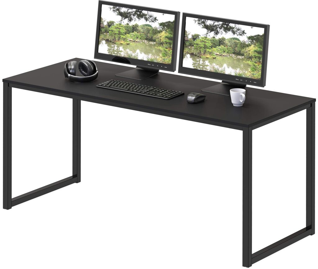 SHW Mission 48-Inch Home Office Computer Desk, Black Black 48-Inch Rectangular