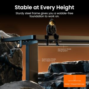 ErGear Height Adjustable Electric Standing Desk, 48 x 24 Inches Sit Stand up Desk, Memory Computer Home Office Desk, Black Black 47.2 X 23.6 Inches