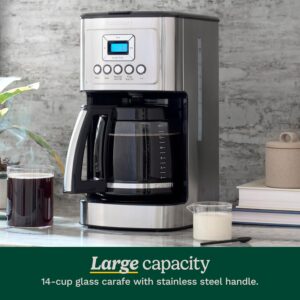Cuisinart 14-Cup Coffee Maker, Programmable PerfecTemp Glass Carafe Coffee Machine with 1-4 Cup Setting, Brew Strength Control and Pause, Stainless Steel, DCC-3200NAS 14-Cup Glass Stainless Steel